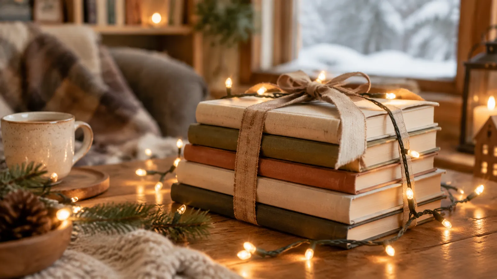 Eingepackte Sachbücher als Weihnachtsgeschenke unter einem Weihnachtsbaum